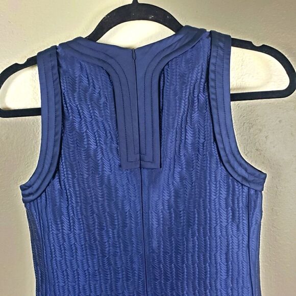 Emporio armani Women's Navy Blue Textured Zip Up Designer Elegant Chic Dress XS - Picture 8 of 10